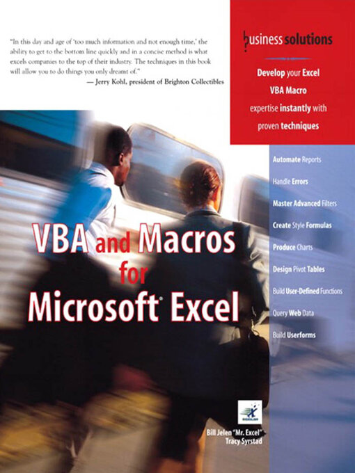 Title details for VBA and Macros for Microsoft Excel by Bill Jelen - Available